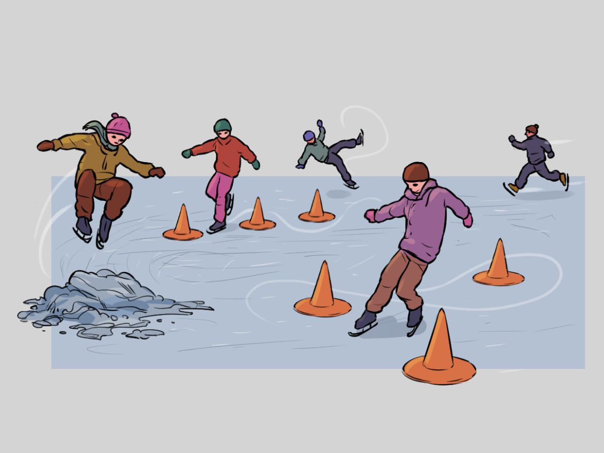 Obstacle course on skates